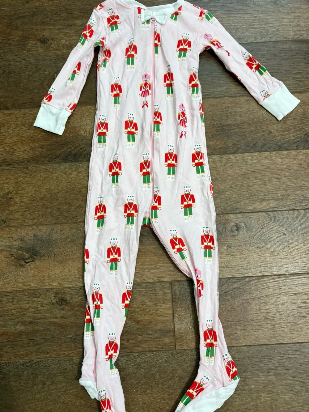 The Beaufort Bonnet Company Pink Nutcracker Print Footed One-Piece 18-24m